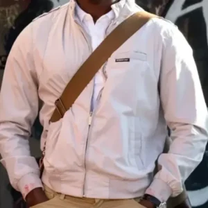 Snowfall Franklin White Bomber Jacket For Sale
