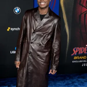 Spiderman Brand New Day LA Premiere 2026 Steve Lacy Brown Leather Long Coat