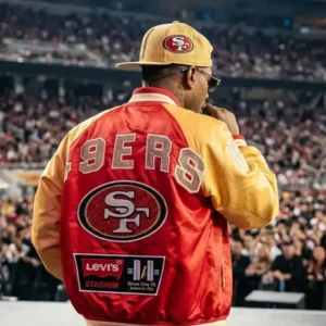Stadium 49ers Usher Levi’s Red and Yellow Satin Jacket