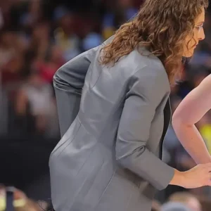 Stephanie White Indiana Fever Vs Chicago Sky Grey Leather Blazer