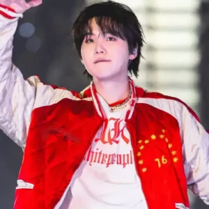 Suga BTS ARIRANG Red Bomber Jacket