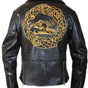 Suicide Squad Killer Croc Adewale Akinnuoye Agbaje Black Crocodile Leather Biker Jacket On Sale