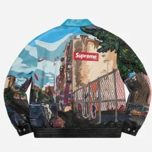 Supreme Jeff Hamilton Ridge Street NYC Graphic Bomber Leather Jacket On Sale