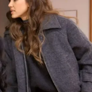 TV Series Honest Renovations S04 Jessica Alba Grey Wool Jacket On Sale