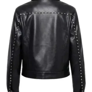 TV Series Honest Renovations S04 Lizzie Mathis Studded Trim Black Leather Jacket On Sale
