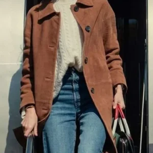 TV Series The Gentlemen 2026 Benedetta Porcaroli Brown Suede Leather Coat