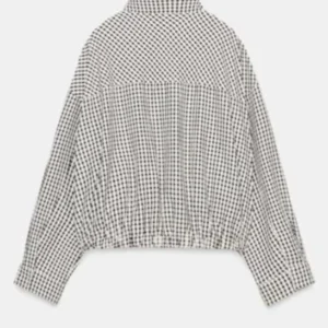 The Only Way Is Essex S37 Courtney Green Black and White Checkered Bomber Jacket For Sale