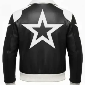 Timothée Chalamet Marty Supreme Star Black and White Bomber Leather Jacket For Sale
