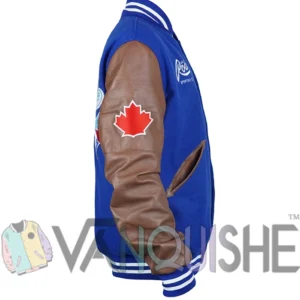 Toronto Blue and Brown blue jays letterman jacket Side Look
