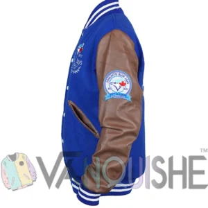 Toronto Blue and Brown blue jays letterman jacket on Sale