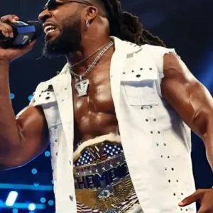 Trick Williams SmackDown 2026 White Studded Denim Vest