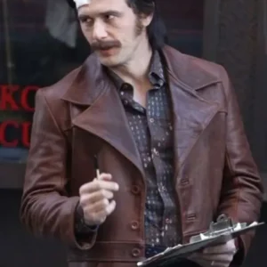 Vincent Martino TV Series The Deuce Frankie Maroon Leather Jacket On Sale