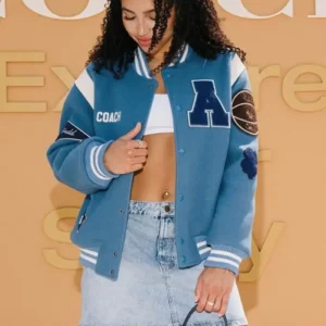 WNBA All-Star Game 2026 Azzi Fudd Custom Coach Blue Varsity Jacket
