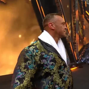 WWE SummerSlam 2026 Minnesota Nick Aldis Black Floral Embroidered Satin Bomber Jacket Sale