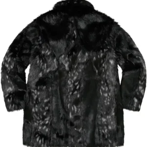 Winter Fall 2026 Supreme PU Fur Windstopper Black Overcoat For Men and Women