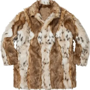 Winter Fall 2026 Supreme PU Fur Windstopper Brown Overcoat For Men and Women
