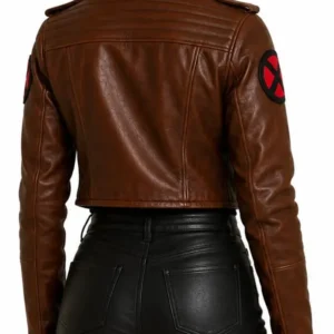 X-Men 97 Rogue Brown Leather Cropped Cosplay Costume Leather Jacket