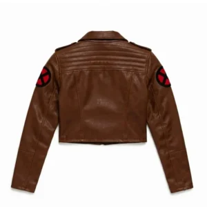 X-Men 97 Rogue Brown Leather Cropped Cosplay Costume Leather Jacket For Sale