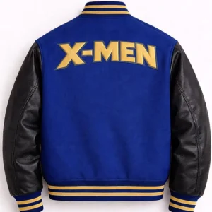 X Men Wolverine Blue and Black Varsity Jacket Back