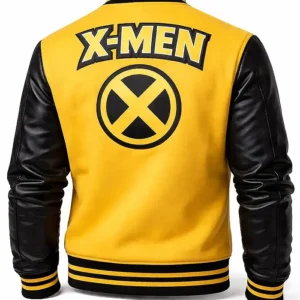 X Men Yellow Black Varsity Jacket Back