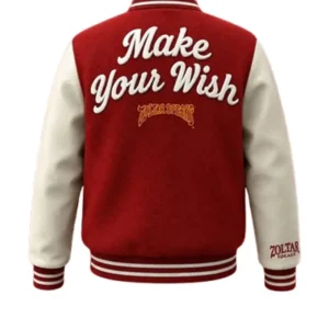Zoltar Make Your Wish Red and White Wool Varsity Jacket On Sale