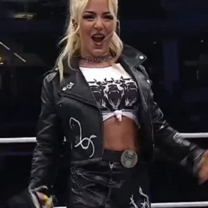 AEW Wrestler Thekla Kaischauri Black Leather Jacket For Sale
