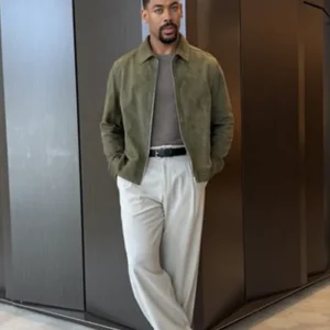 Aaron Pierre TIFF Photoshoot Suede Jacket