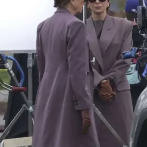 Annette Bening TV Series Lucky 2026 Priscilla Masterson Purple Long Coat