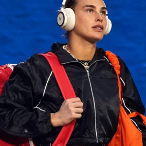 Aryna Sabalenka Team US Open Event 2026 Black Satin Jacket On Sale