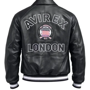 Avirex USA Black Leather Jacket Back Look