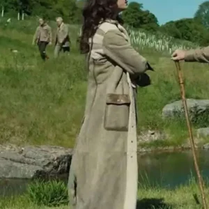 Benedetta Porcaroli TV Series The Gentlemen S02 Bella Soranza De Parma Green Shearling Suede Coat