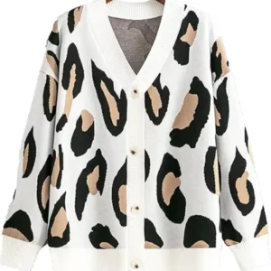 Black and White Leopard Pattern Cardigan