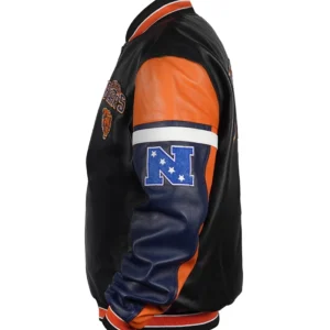 Chicago Bears Black Varsity Full-Zip Leather Jacket Sides