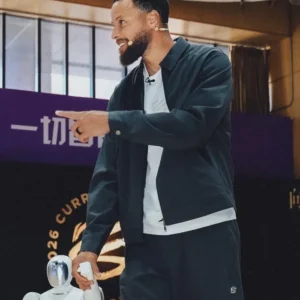 China Tour 2026 Tsinghua High School Beijing Stephen Curry Navy Blue Jacket