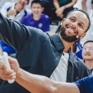 China Tour Tsinghua High School Beijing Stephen Curry Navy Blue Jacket