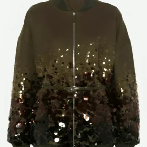Chris Brown 2026 R & B Tour Green Bomber Sequin Jacket On Sale