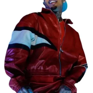 Chris Brown Las Vegas R&B Tour 2026 Red Leather Jacket