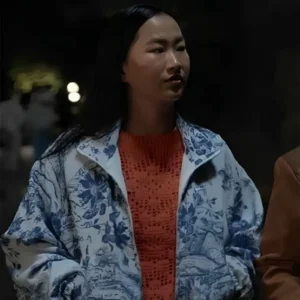 Christine Chun Ted Lasso S04 White & Blue Floral Track Jacket