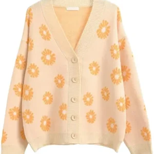Daisy V Neck Buttoned Down Sweater