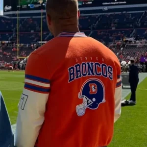 Denver Broncos 2026 Tim Tebow Orange and White Wool Varsity Jacket On Sale
