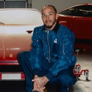 Ferrari F40 Lewis Hamilton Blue Bomber Satin Jacket