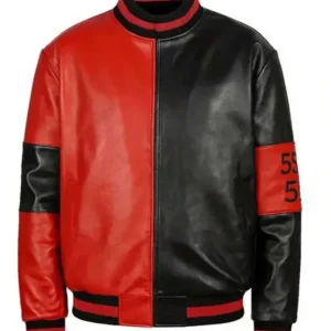 Harley Quinn Red and Black Leather Jacket