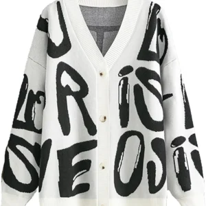 JASCLS Summer Sweater Black Letters Cardigans