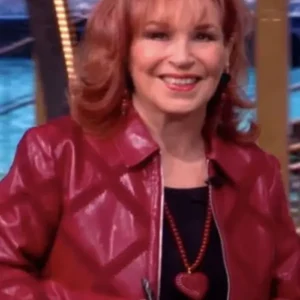 Joy Behar The View 2026 Crochet Audrey Red Leather Jacket