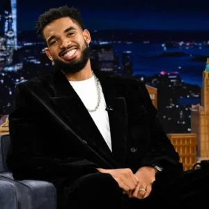 Karl-Anthony Towns The Tonight Show Black Velvet Double-Breasted Blazer On Sale