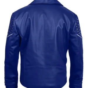 King Ben Descendants 2 Mitchell Hope Blue Leather Jacket For Sale