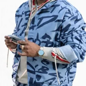 Kola Bokinni TV Series Ted Lasso S02 Isaac McAdoo Blue Grafitti Print Jacket