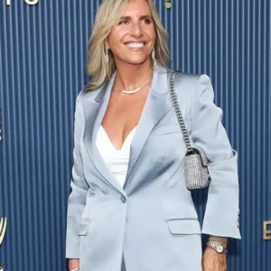 Kristin Bernstein 78th Primetime Emmy Awards Ice Blue Satin Blazer On Sale