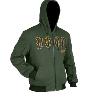 Marvel Doctor Doom Army Hooded Varsity Jacket Side Look