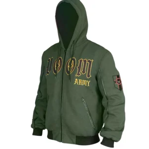 Marvel Doctor Doom Army Hooded Varsity Jacket on Sales